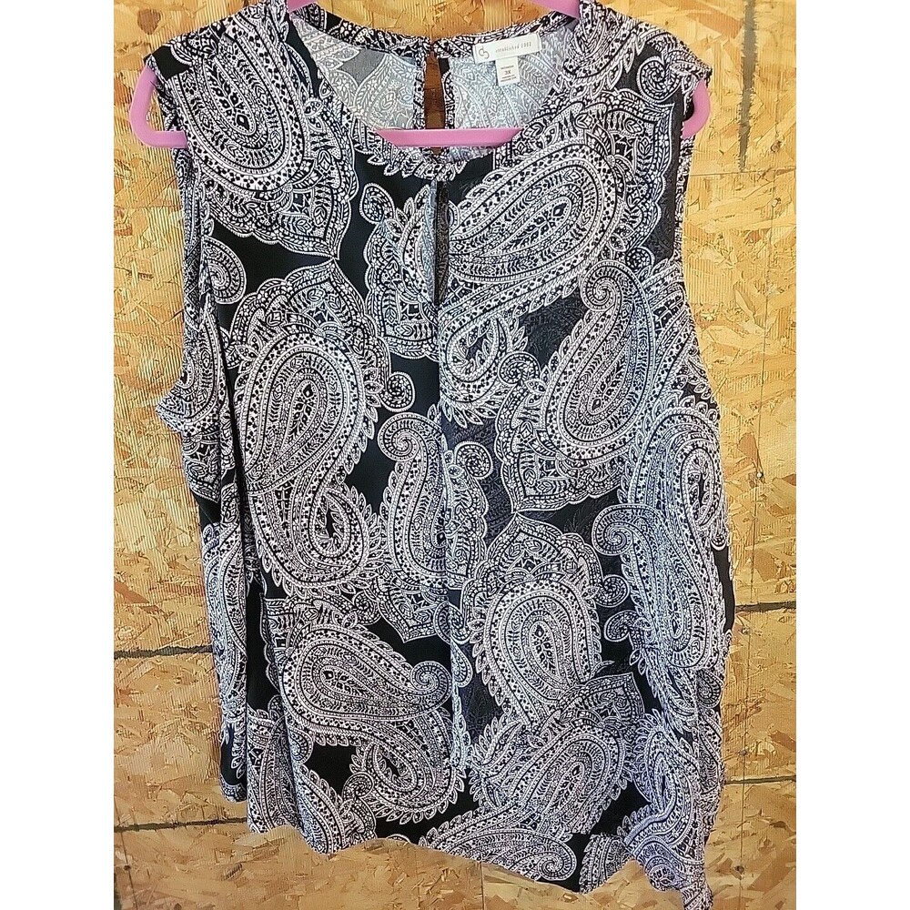 cb established 1962 Womens Blouse Top 3x Sleeveless Black & White Career Chic